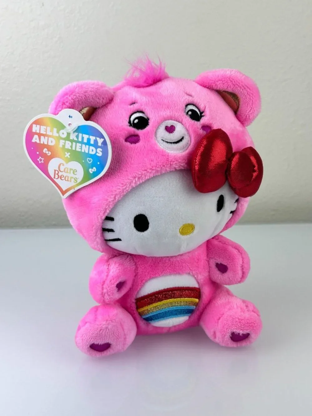 Care Bears Hello Kitty Stuffed Animal Plush Rainbow Bow Gift Cute NWT Sanrio